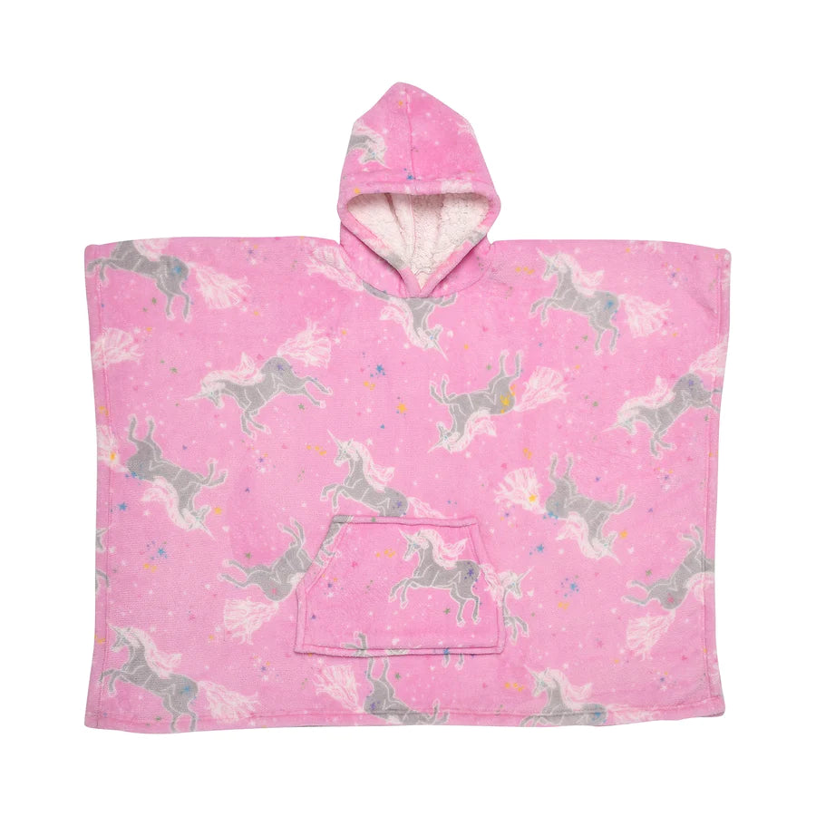 Unicorn Hooded Throw Poncho by Bedlam in Pink