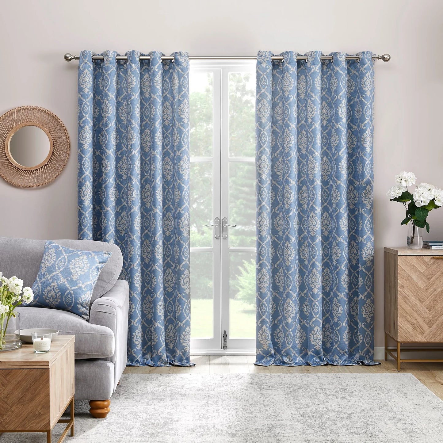 Vivianna Eyelet Curtains by Dreams & Drapes Curtains in Blue