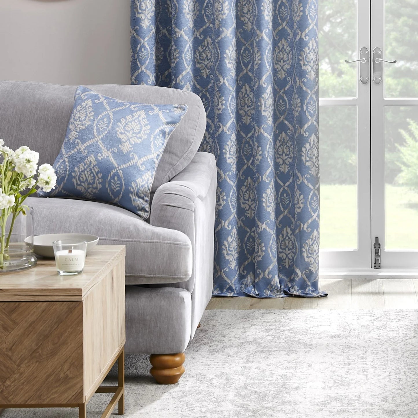 Vivianna Eyelet Curtains by Dreams & Drapes Curtains in Blue