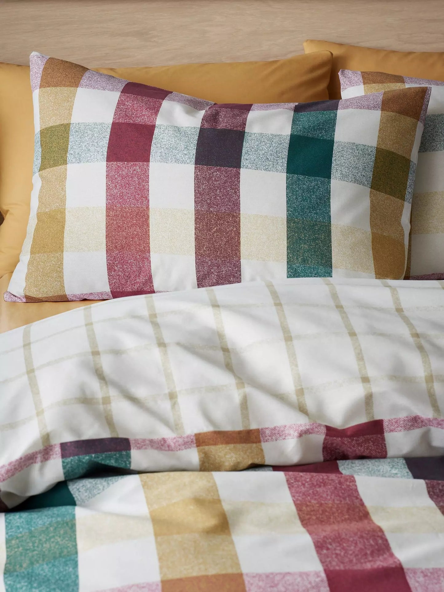 Autumn Check Reversible Duvet Cover Set in Natural Plum by Catherine Lansfield