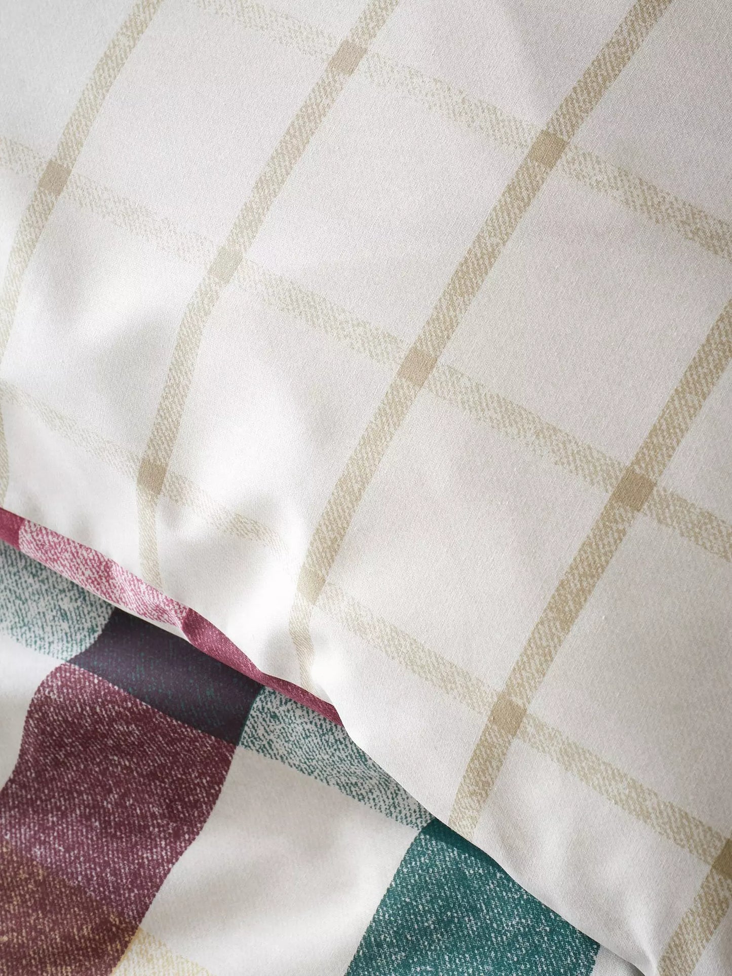 Autumn Check Reversible Duvet Cover Set in Natural Plum by Catherine Lansfield