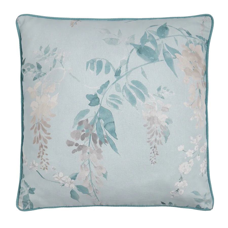 Wisteria Filled Cushion by Dreams & Drapes Curtains in Duck Egg