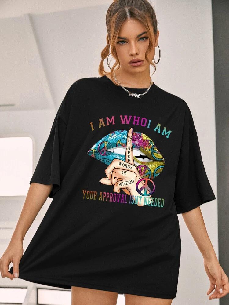 Ladies Whishper Words of Wisdom Oversized T-Shirt Top