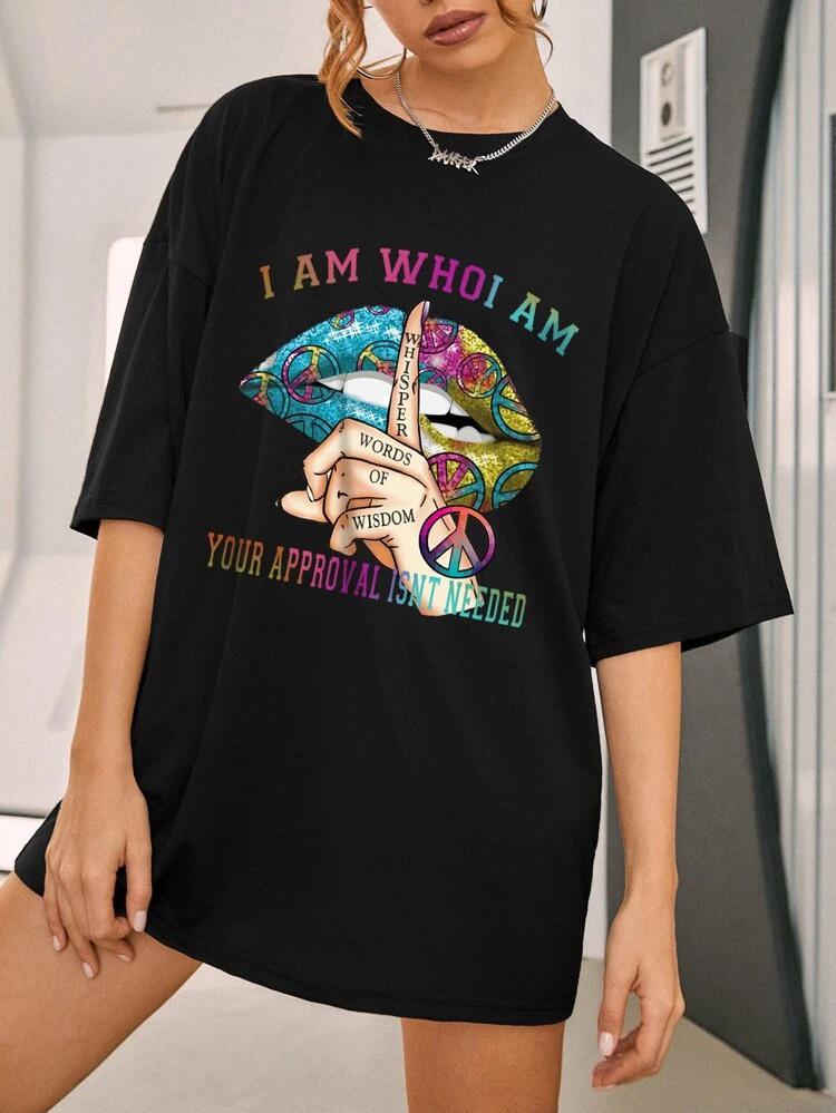 Ladies Whishper Words of Wisdom Oversized T-Shirt Top