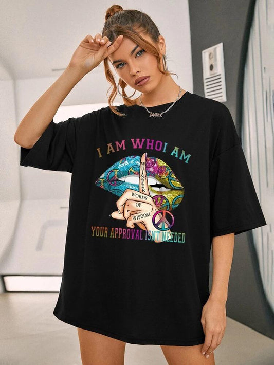 Ladies Whishper Words of Wisdom Oversized T-Shirt Top