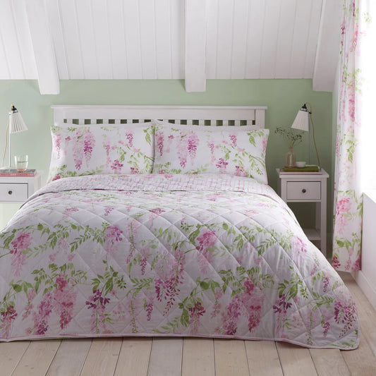 Wisteria Bedspread by Dreams & Drapes Design in Pink