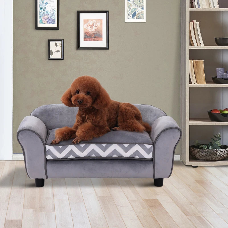 Velvet-Feel Small Dog Pet Bed - Grey