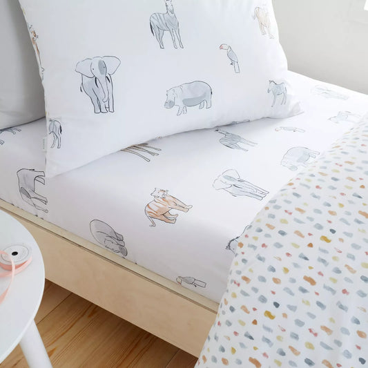 Zoo Animals Fitted Sheet by Bianca Kids