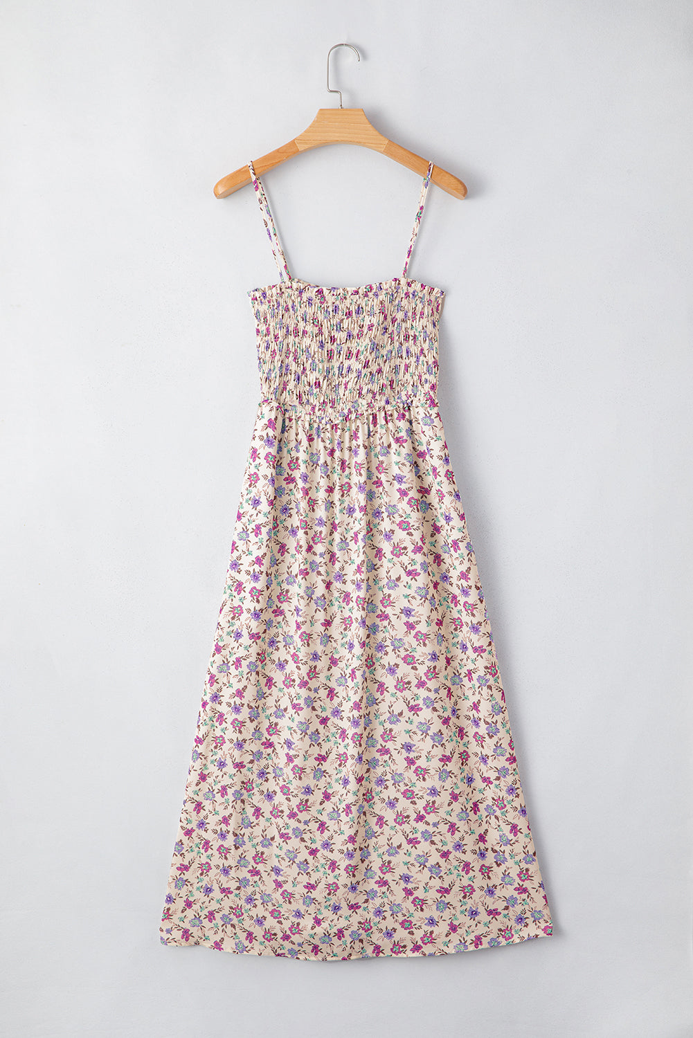 Multicolour Boho Floral Print Spaghetti Strap Flare Midi Dress