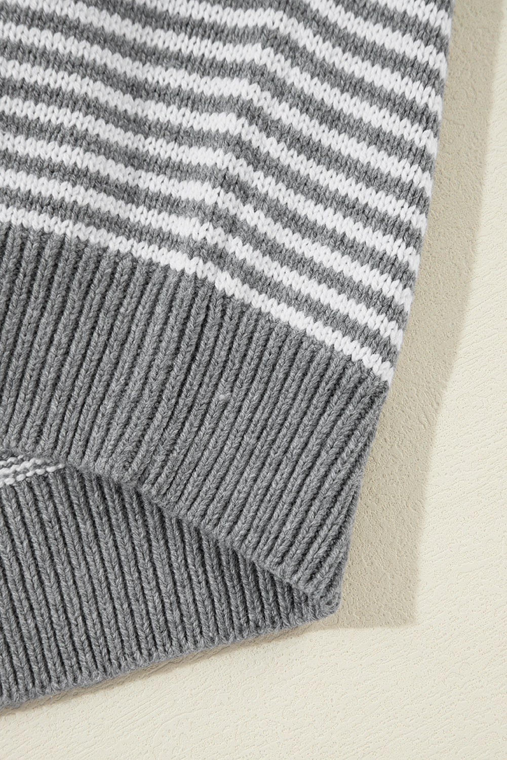 Stripe Twisted Knitted Drop Shoulder Sweater