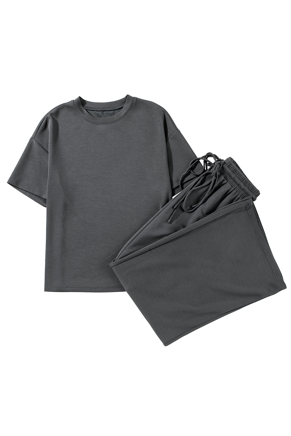 Dark Grey Crewneck Tee and Loose Pants Set