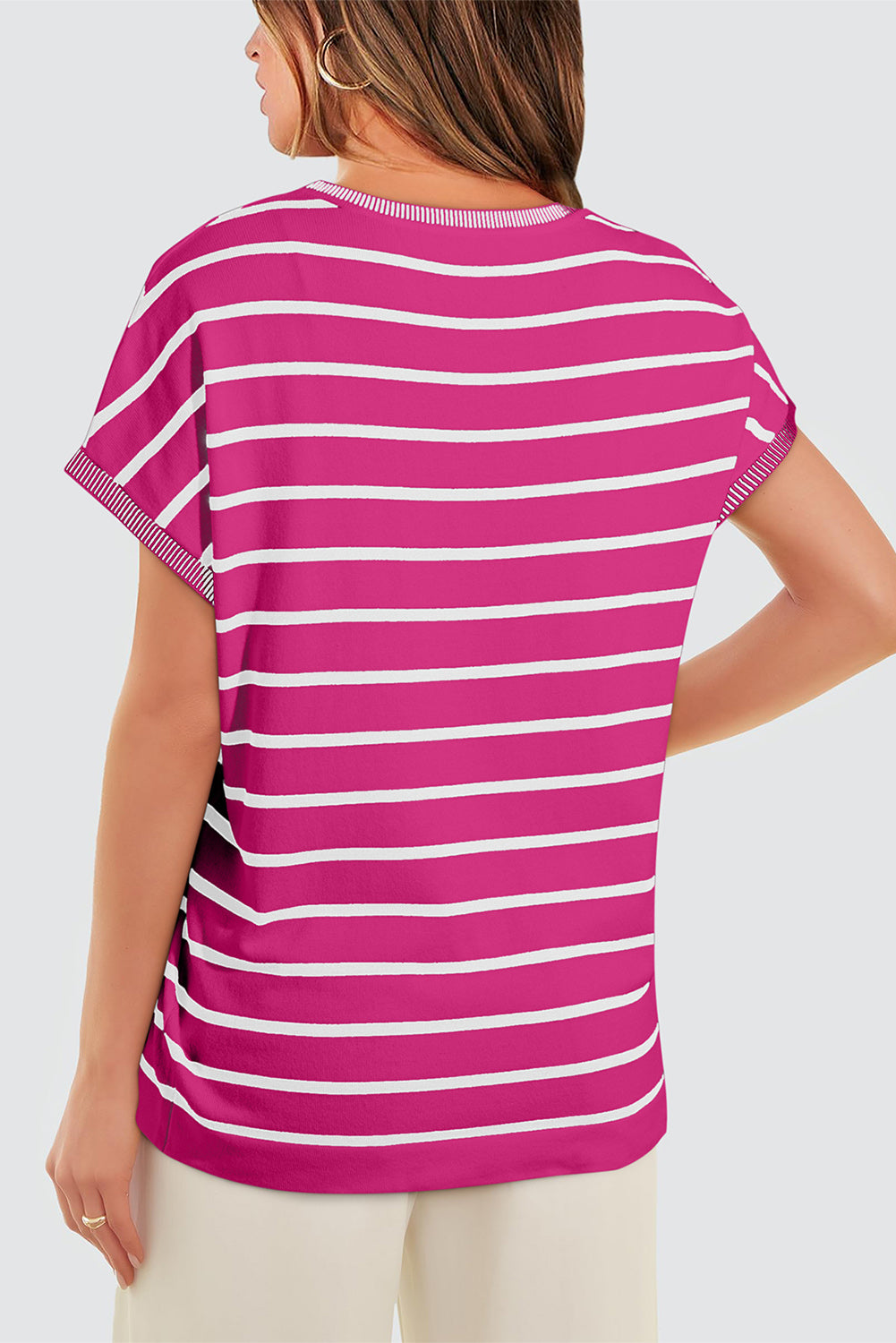 Stripe Knitted Dolman T Shirt