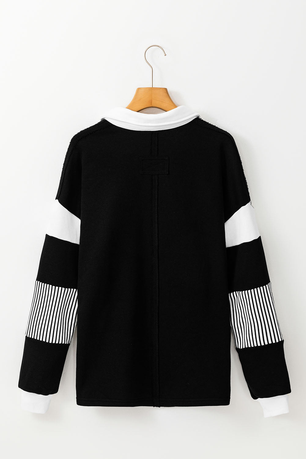 Striped Patchwork Collar Sweatshirt