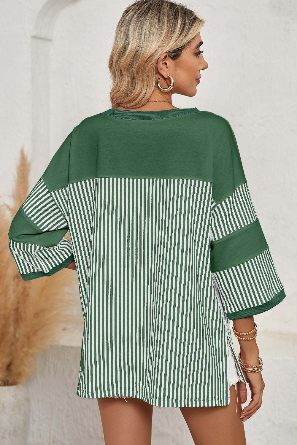 Striped Patchwork Oversized Tee