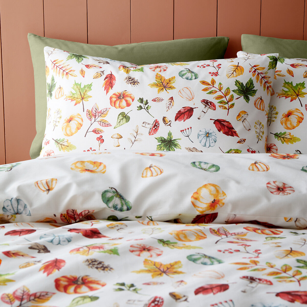 Autumn Pumpkins Reversible Duvet Cover Set in Orange by Catherine Lansfield