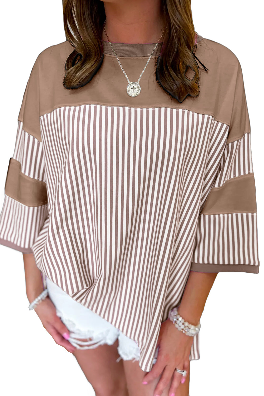 Striped Patchwork Oversized Tee