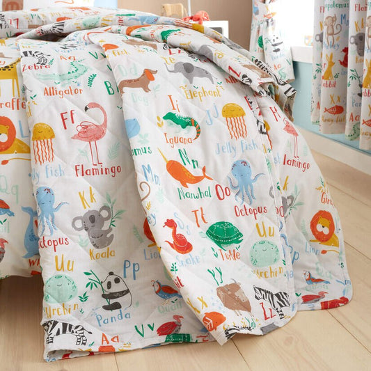 Animal Alphabet Quilted Throw