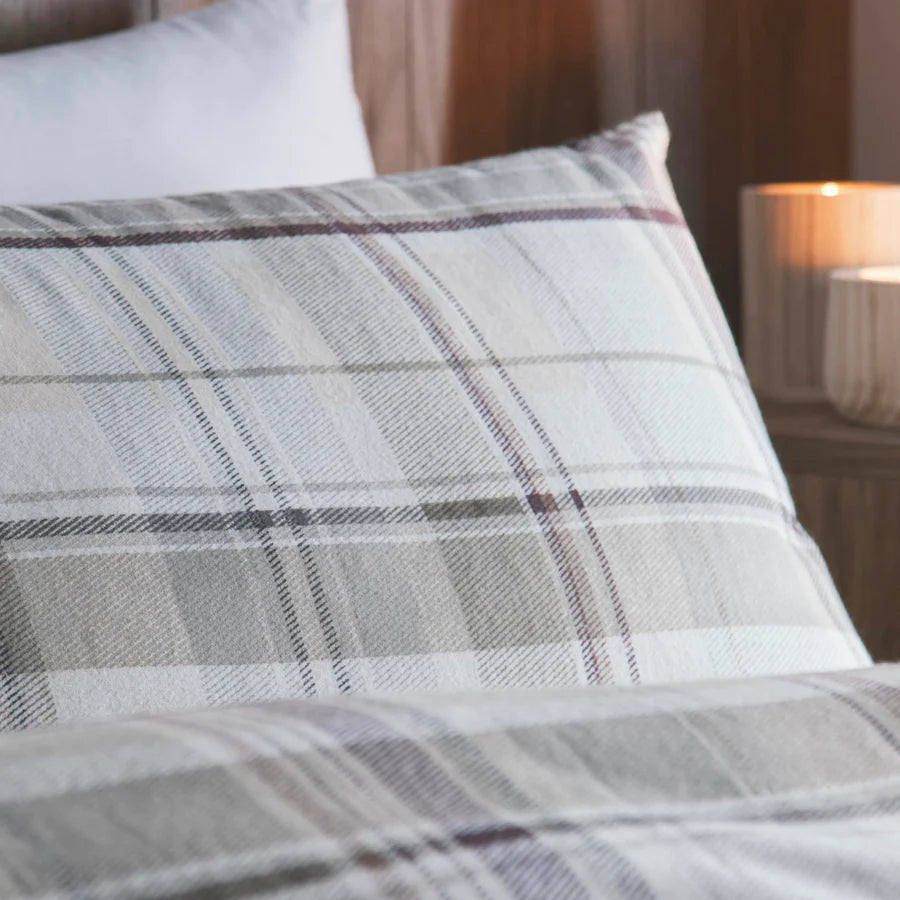 Applecross Check - 100% Cotton Duvet Cover Set in Natural - by Appletree Hygge