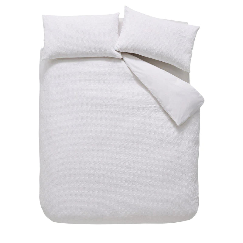 Waffle Cotton Circle White Duvet Cover Set by Bianca