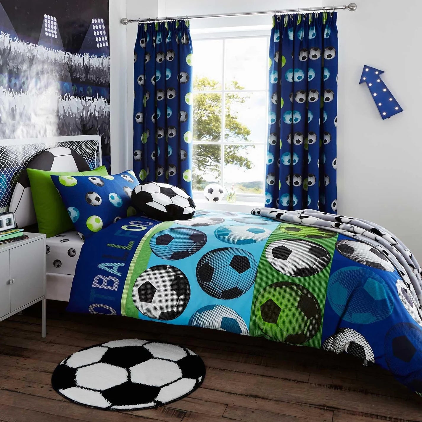 Football Reversible Blue Duvet Cover Set by Catherine Lansfield Kids