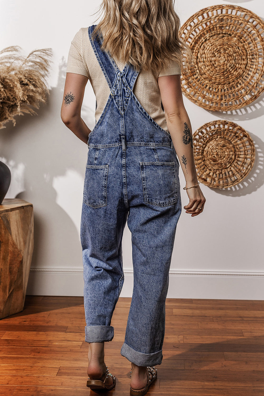 Sail Blue Straight Leg Pockets Denim Bib Overall