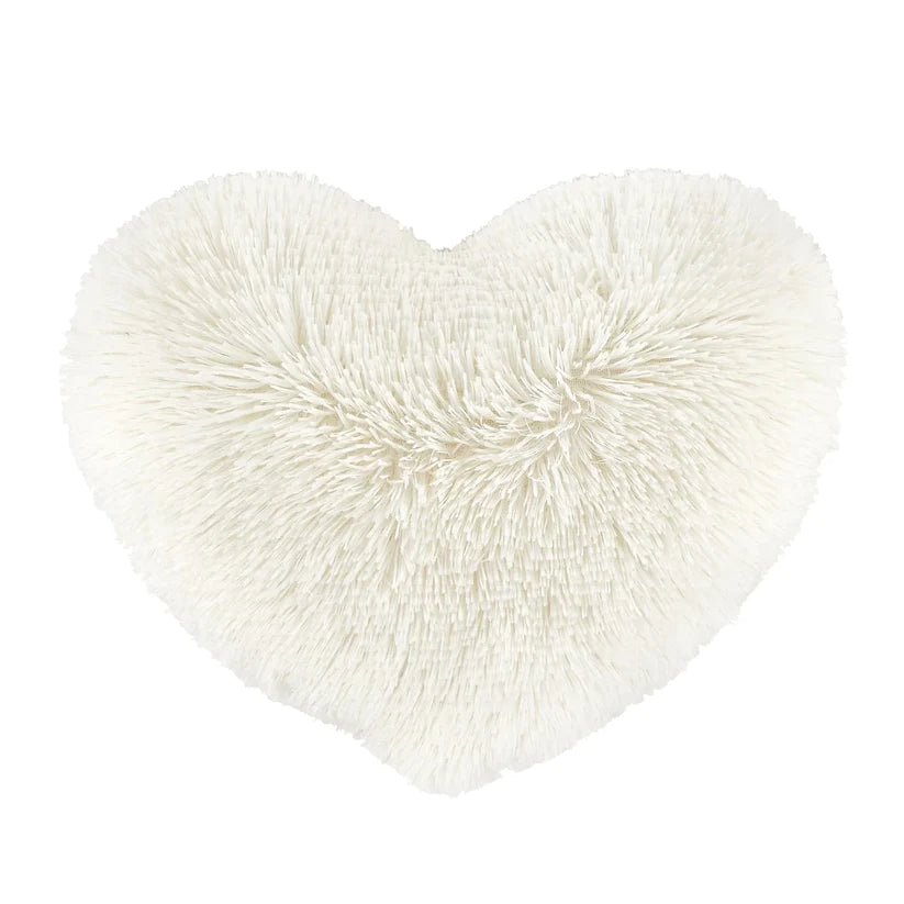 Cream Cuddly Heart Deep Pile Shaped Cushion - Catherine Lansfield