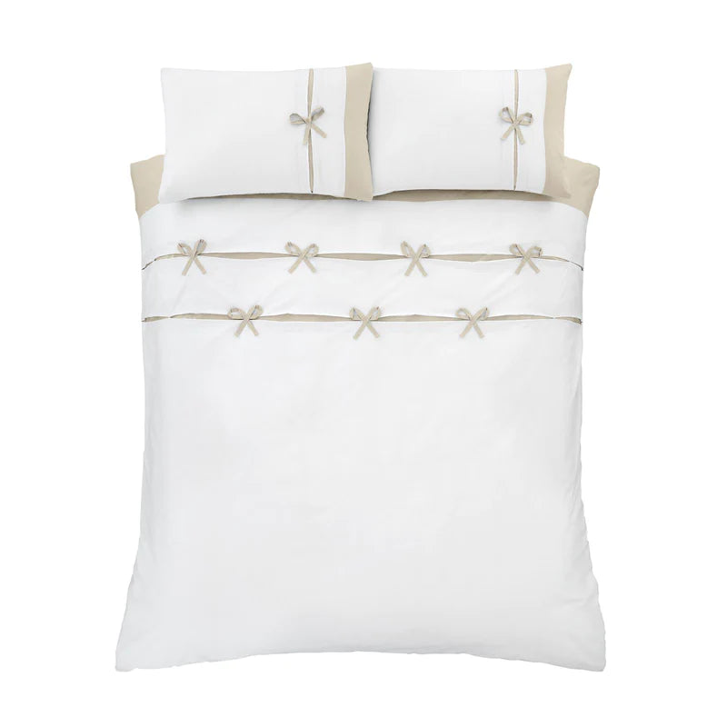 Milo Bow Natural Duvet Cover Set by Catherine Lansfield