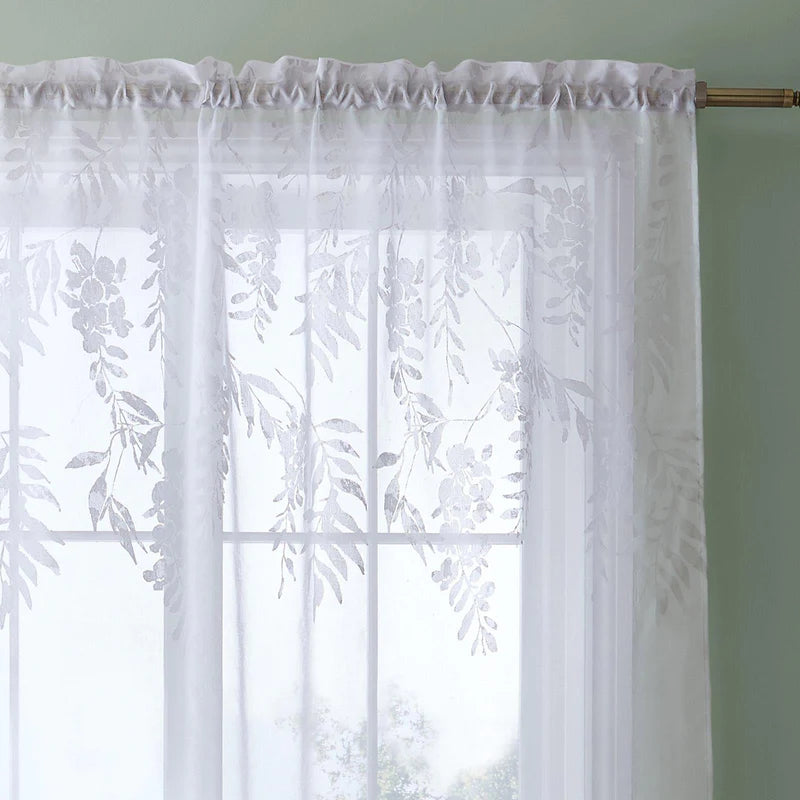 Wisteria Slot Top Voile Curtain Panel in White by Catherine Lansfield