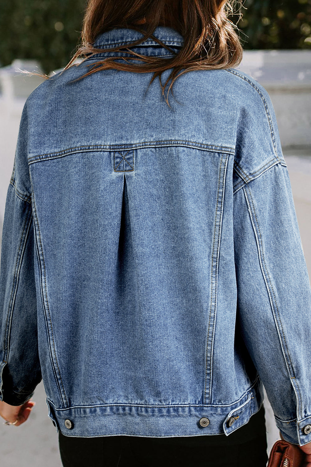 Washed Oversized Pocketed Denim Jacket