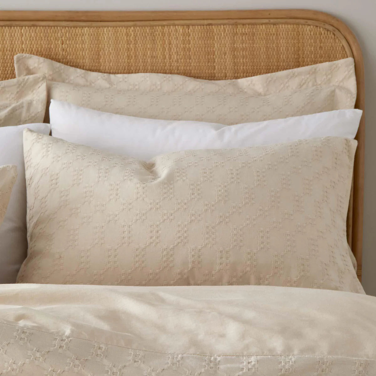 Waffle Cotton Circle Beige Duvet Cover Set by Bianca