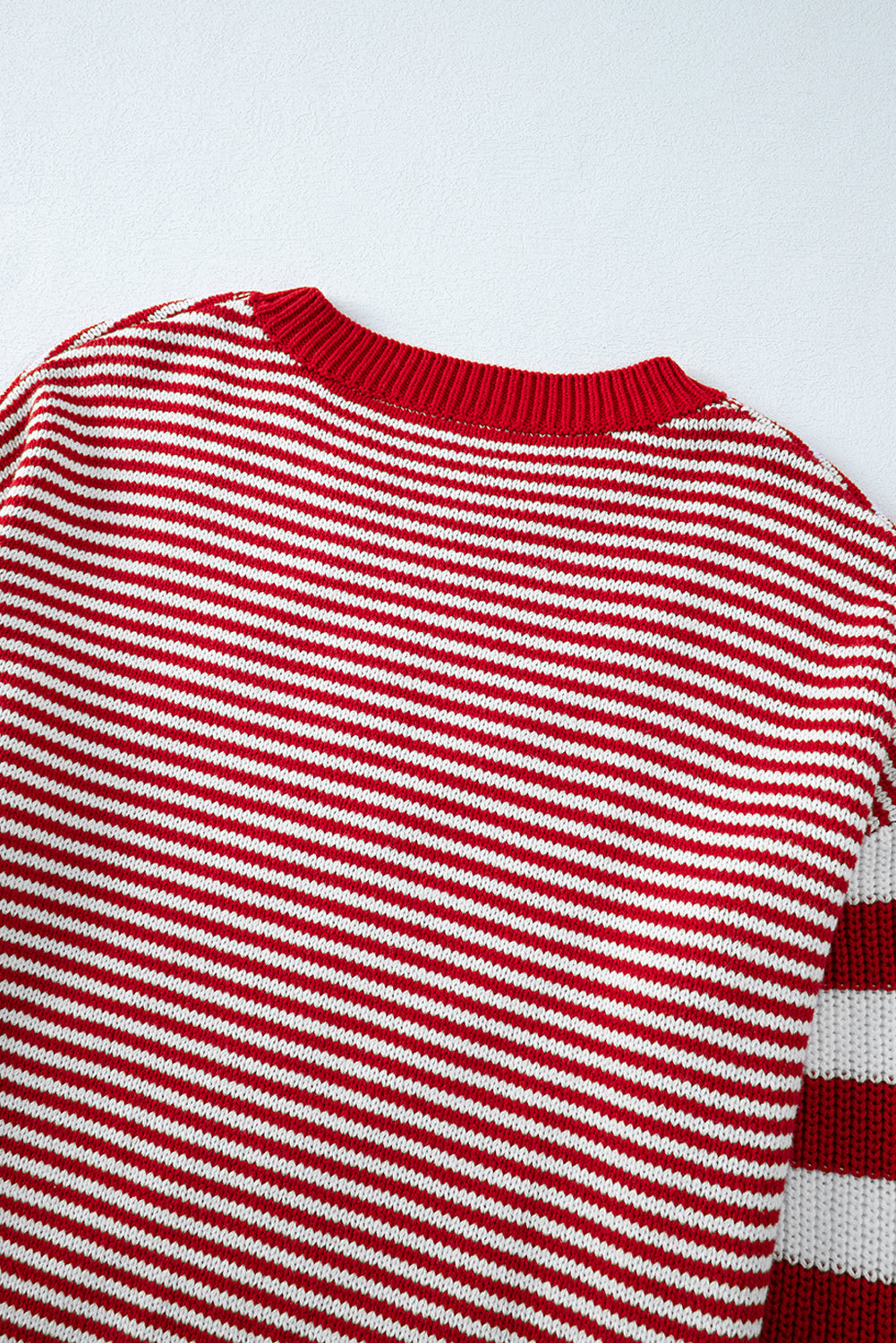 Stripe Twisted Knitted Drop Shoulder Sweater