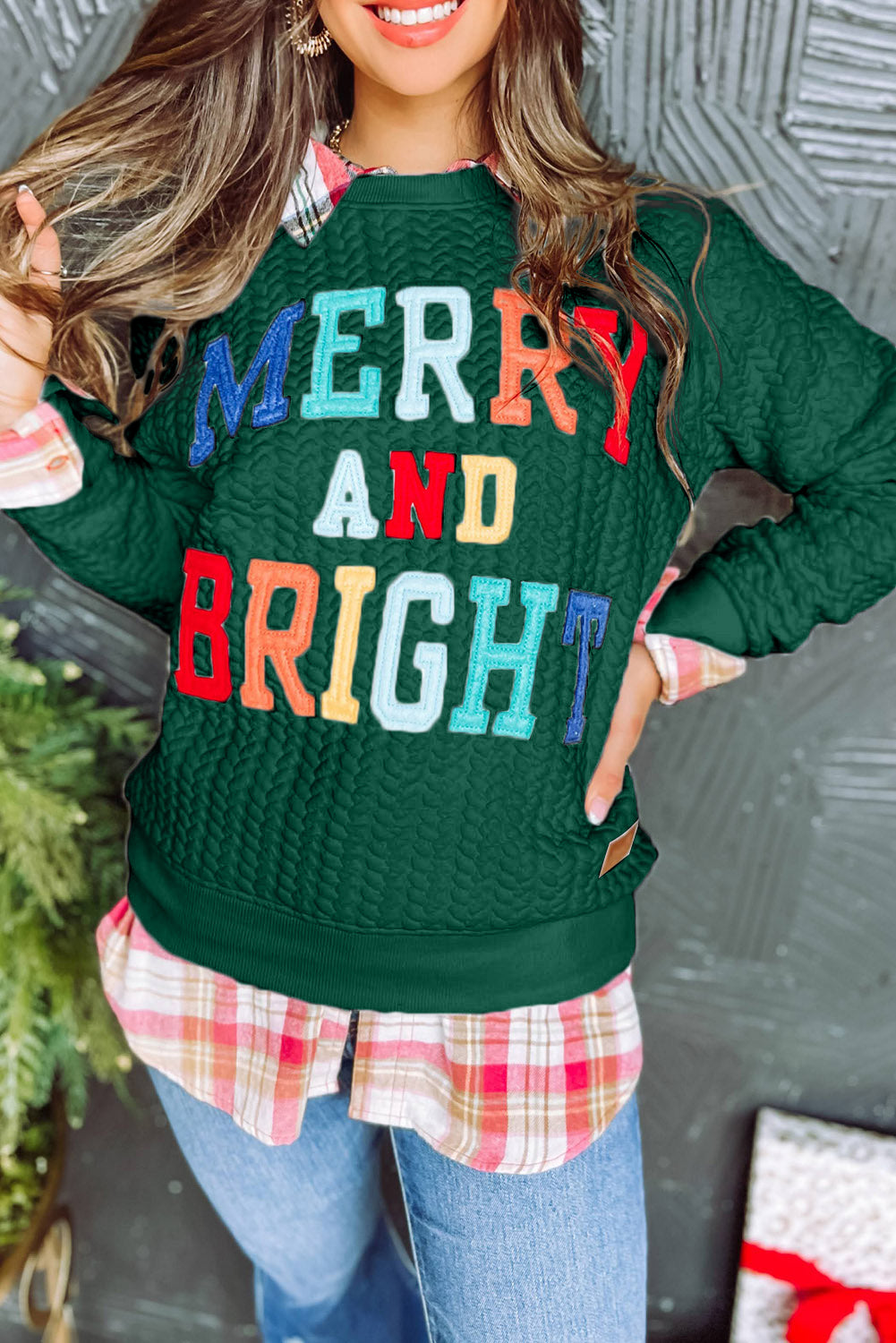 Merry and Bright Quilted Sweatshirt