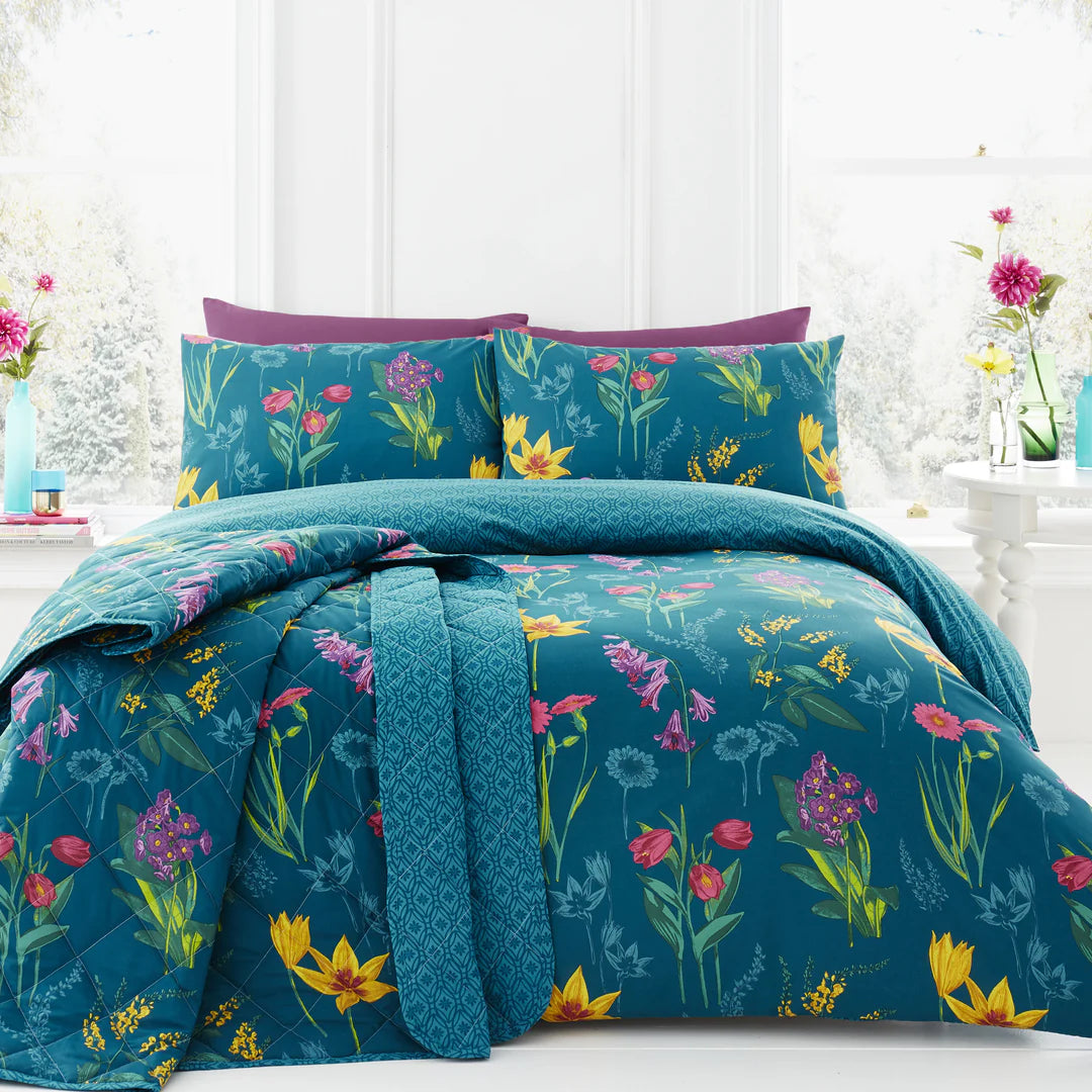 Ingrid Teal - Easy Care Duvet Cover Set - by D&D Design