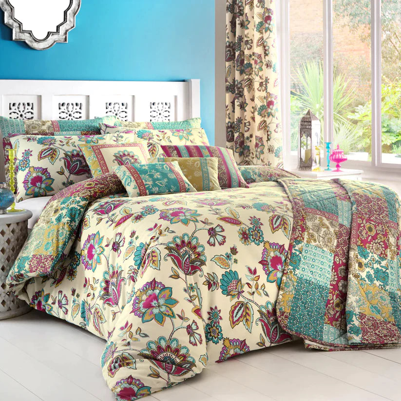 Marinelli Duvet Cover Set in Teal- by Dreams & Drapes