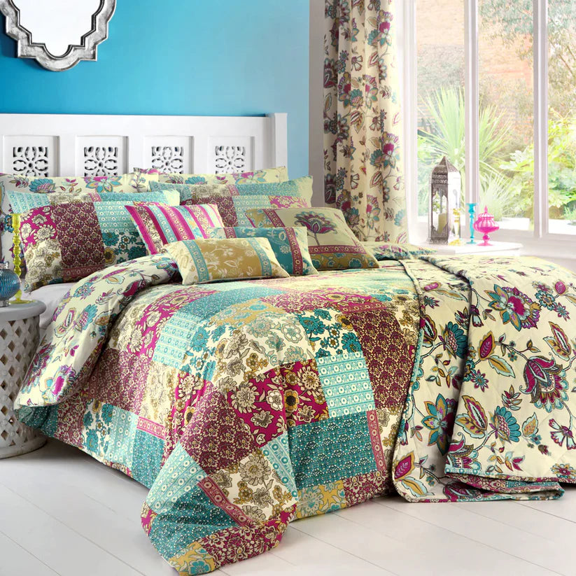 Marinelli Duvet Cover Set in Teal- by Dreams & Drapes