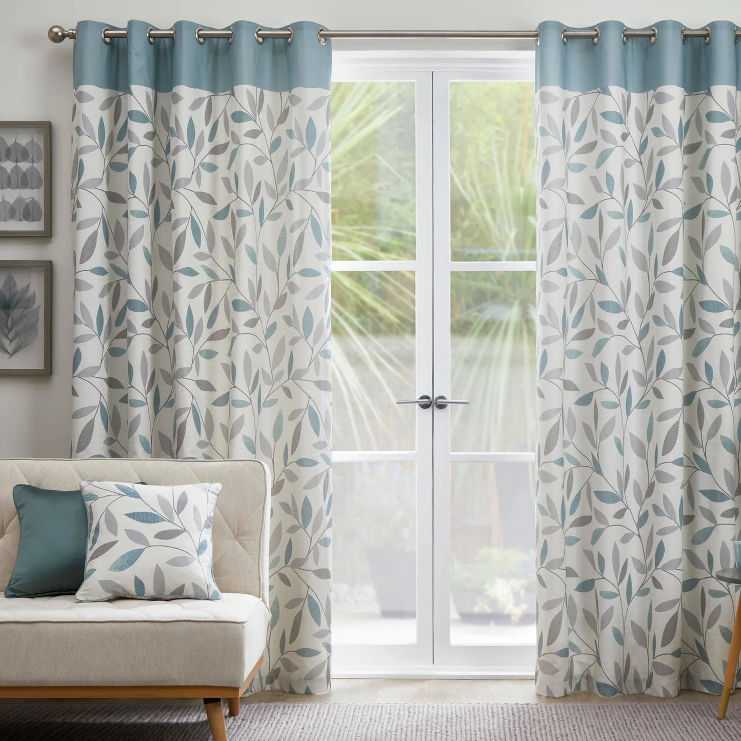 Beechwood - 100% Cotton Eyelet Curtains by Fusion in Duck Egg