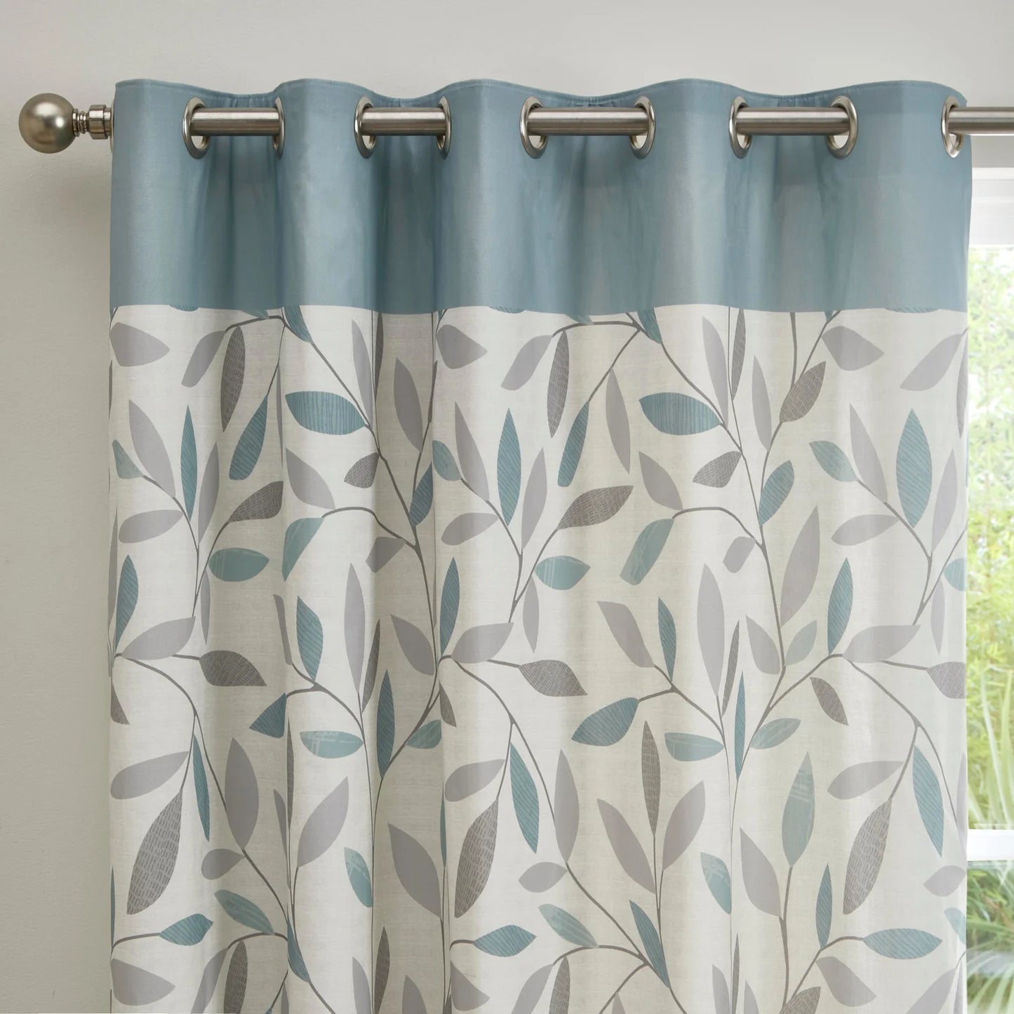 Beechwood - 100% Cotton Eyelet Curtains by Fusion in Duck Egg