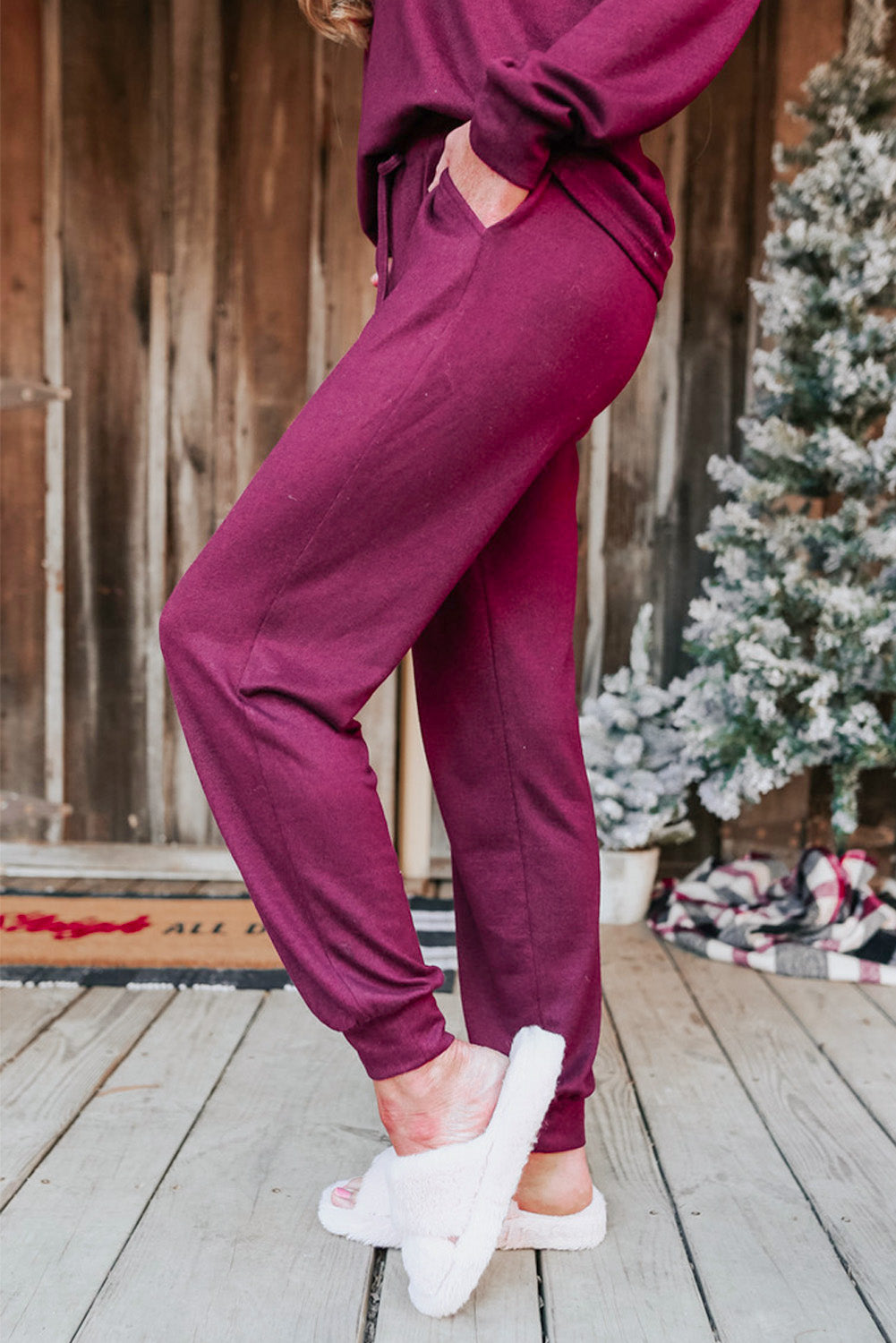 Casual Long Sleeve Pullover & Joggers Pajamas Set