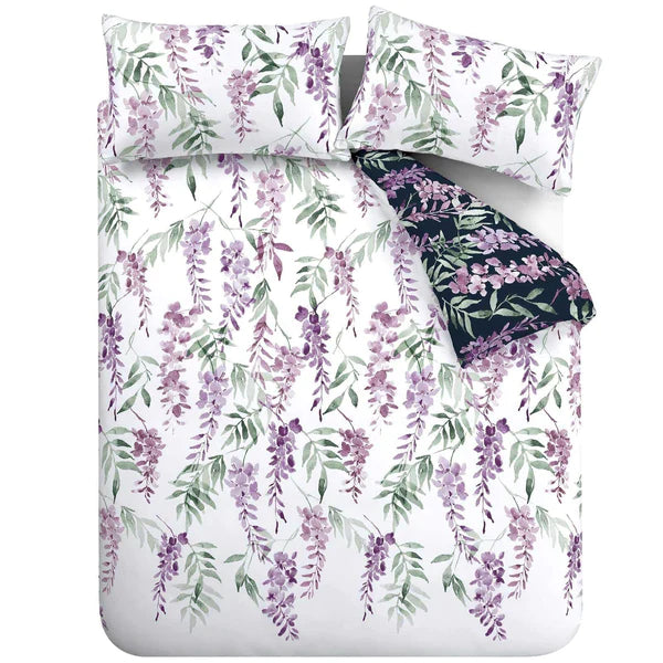 Wisteria Floral Reversible Navy & White Duvet Cover Set by Catherine Lansfield