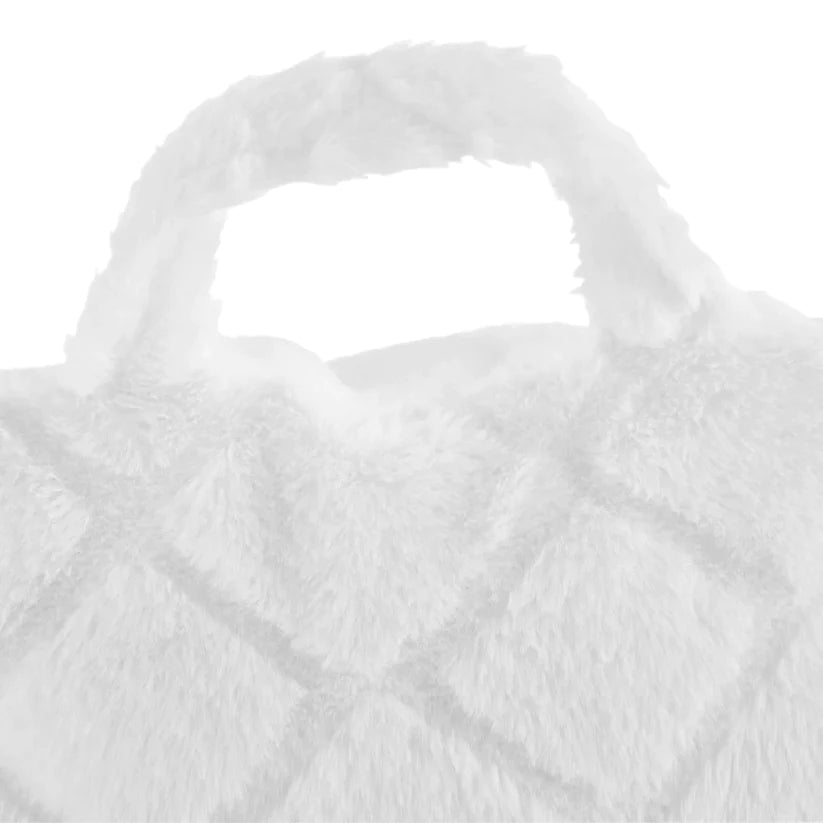 White Cosy Diamond Faux Fur Cuddle Cushion - Catherine Lansfield