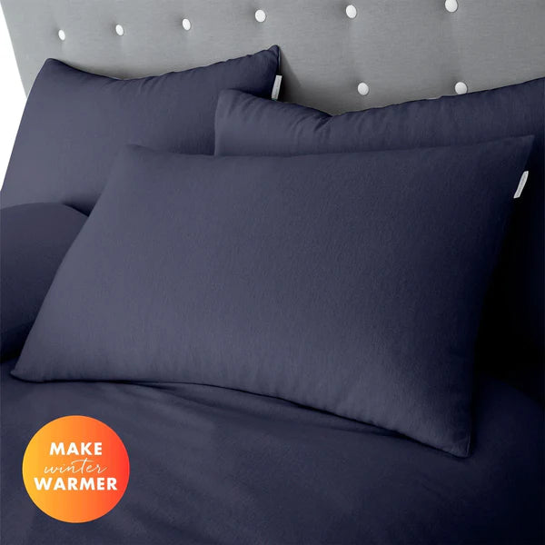 Brushed Cotton Pillowcase Pair Navy