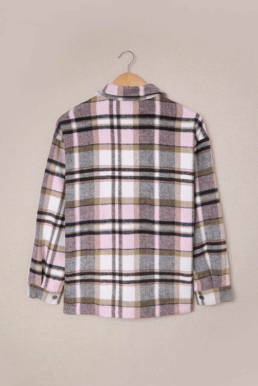 Multicolour Plaid Casual Button Up Flannel Shacket