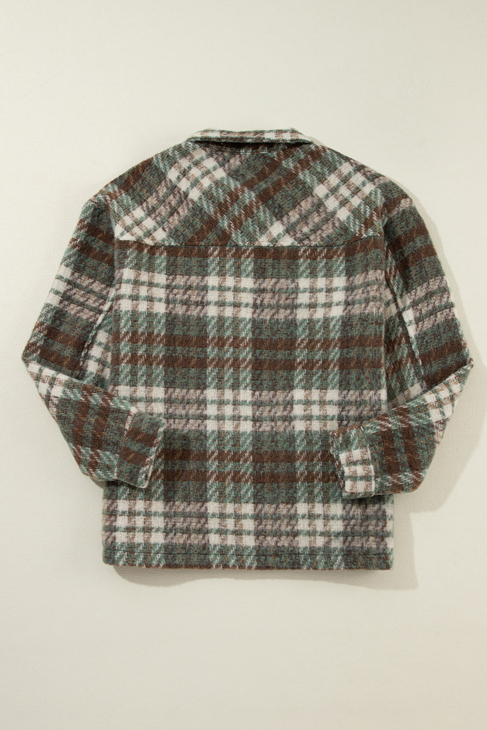 Plaid Print Chest Pockets Turn Down Collar Shacket