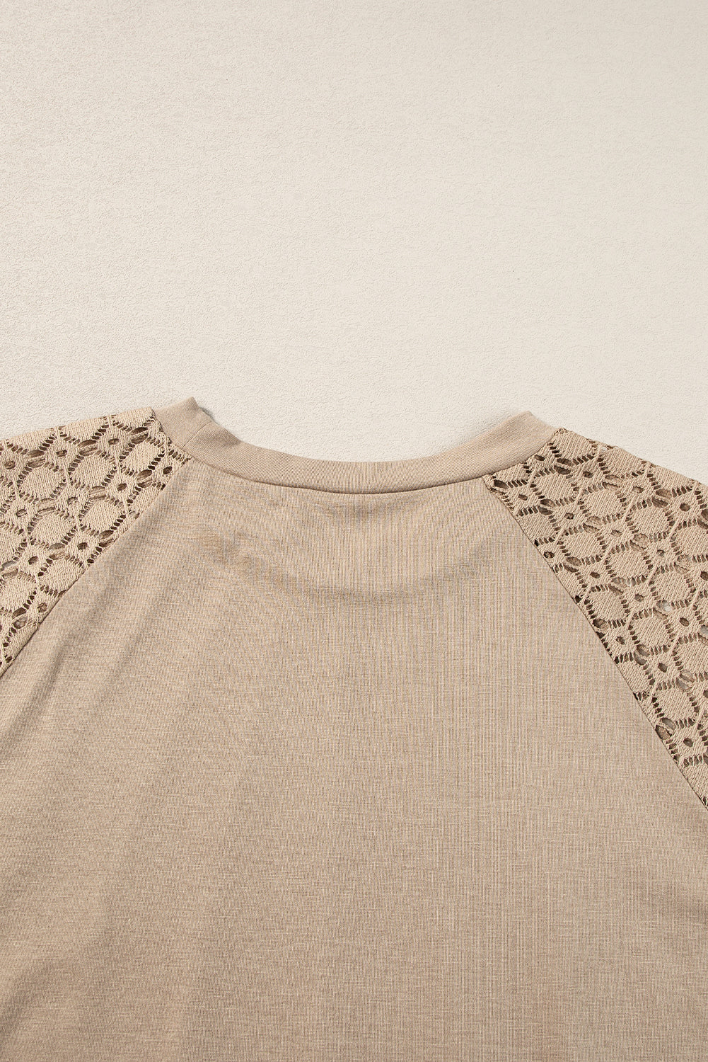 Seamed Detail Contrast Lace Raglan Sleeve Tee