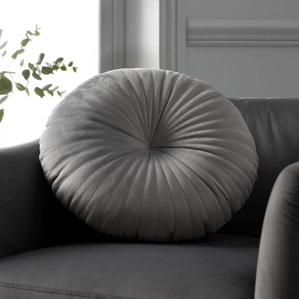 Round Soft Touch Cushion in Grey by Catherine Lansfield