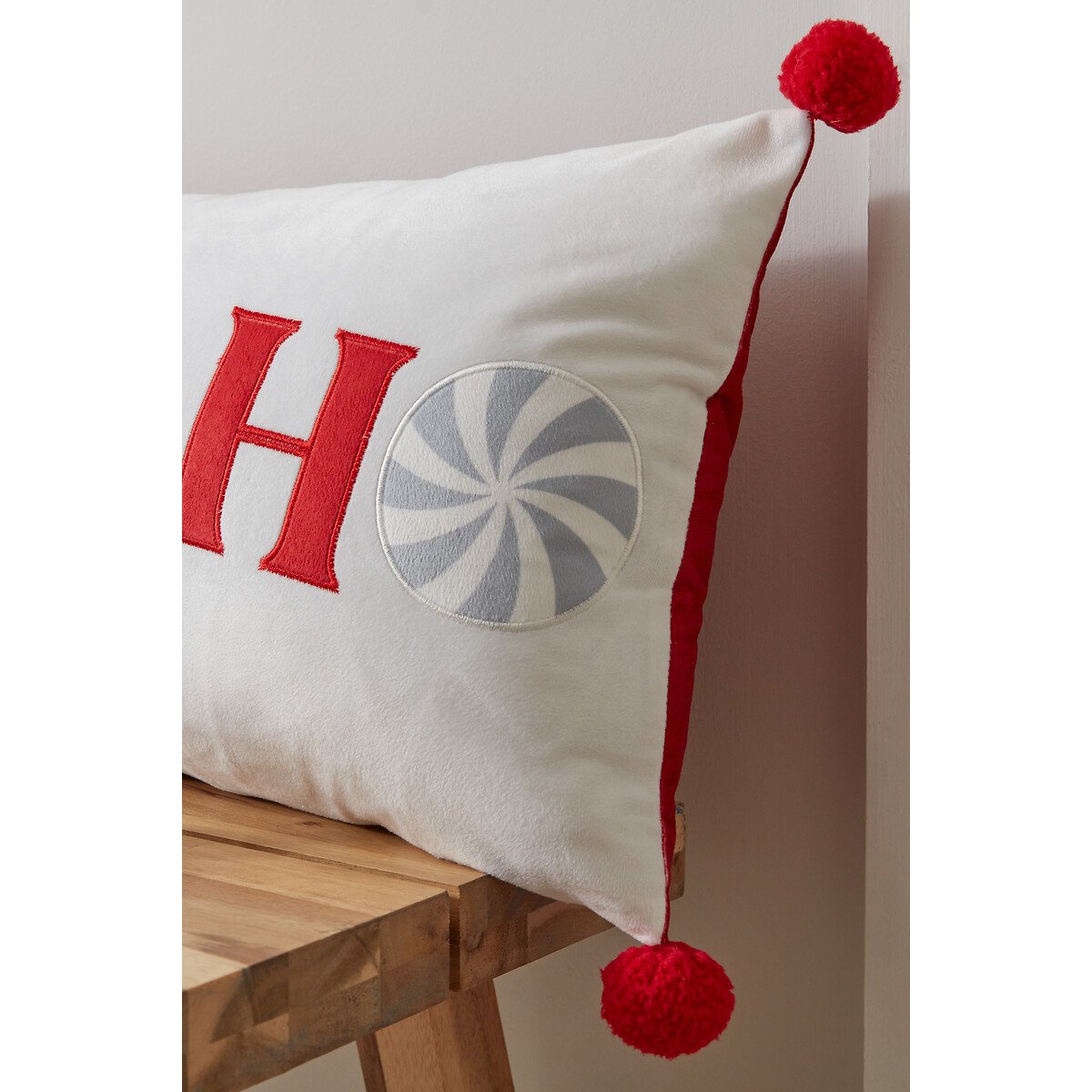 Ho Ho Ho Pom Pom Filled Cushion by Catherine Lansfield