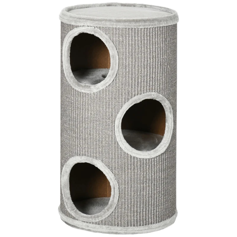 Cat Climbing Frame, Covered with Sisal, Cosy Platform - Light Grey