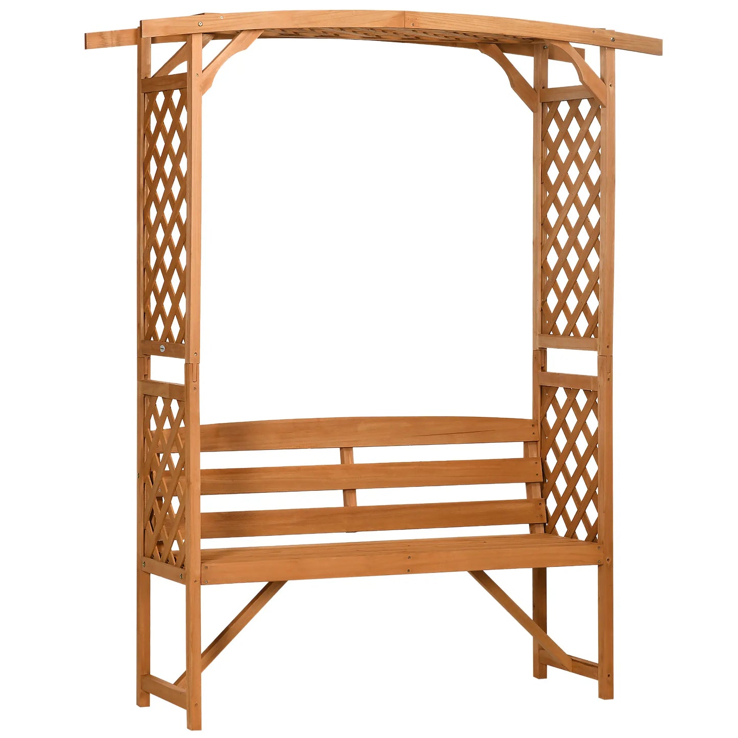 Garden Bench, Wooden Garden Arbour with Seat for Vines/Climbing Plants - Brown
