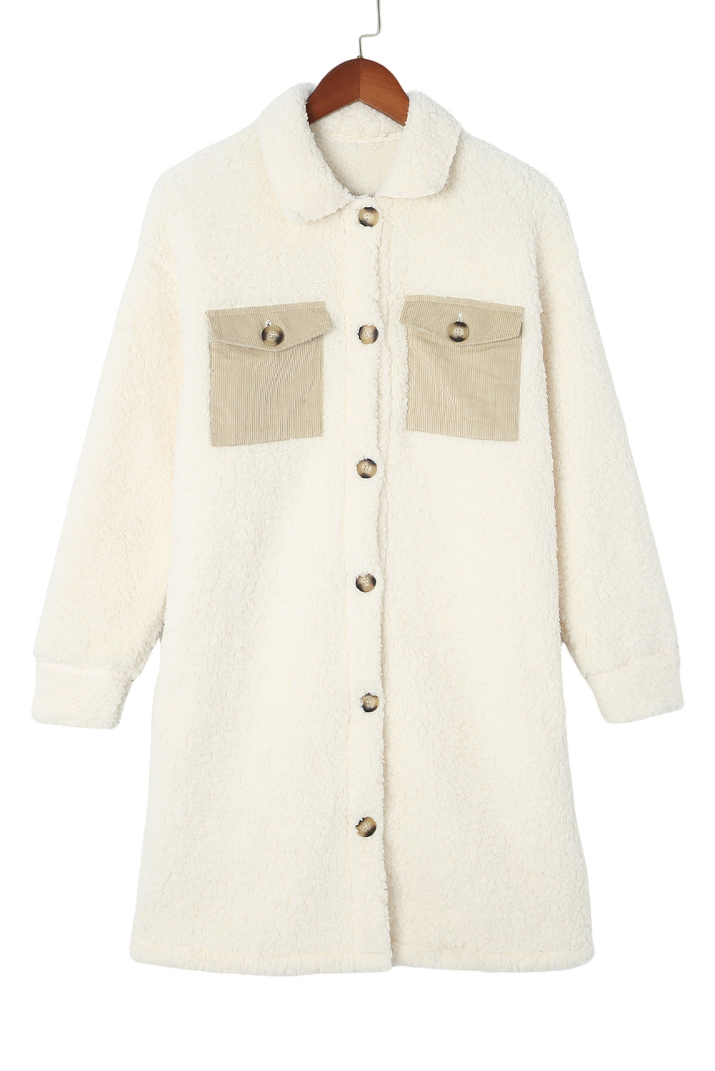 Flap Pocket Single Breasted Teddy Coat