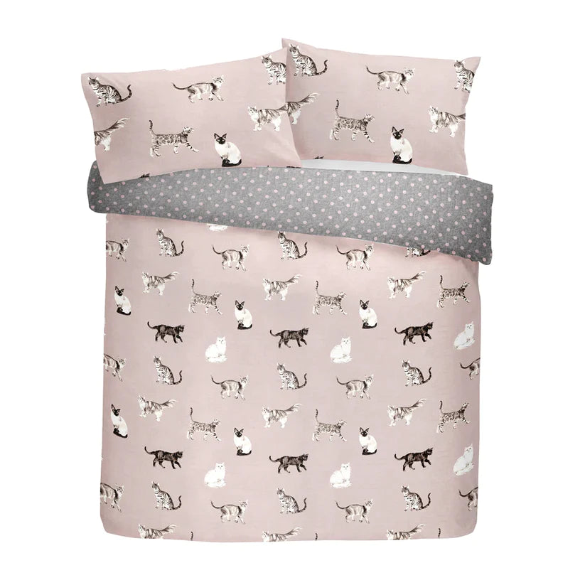 Cats Blush - Easy Care Duvet Cover Set - By Fusion